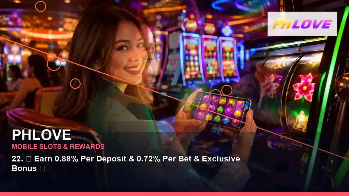 PHLOVE reels casino bonus games featuring an adult Filipina casino host with a layered collage composition