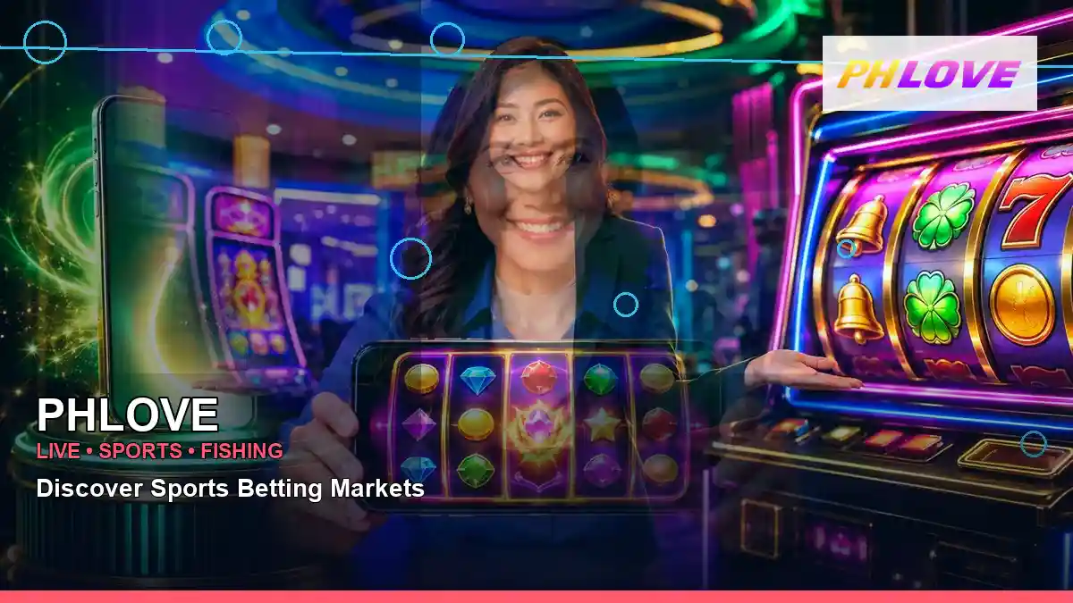 PHLOVE duo online slot games featuring an adult Filipina casino host with a right close-up composition