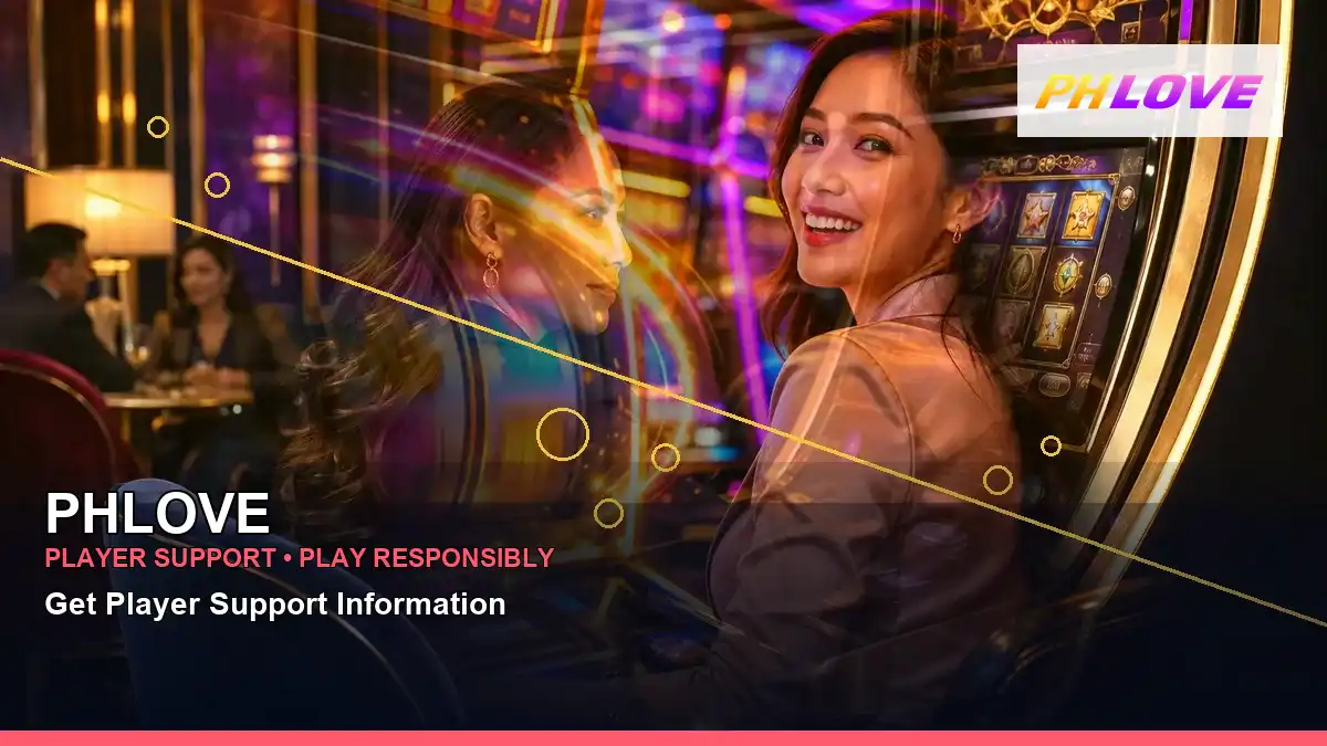 PHLOVE coins casino cashback rewards featuring an adult Filipina casino host with a layered collage composition